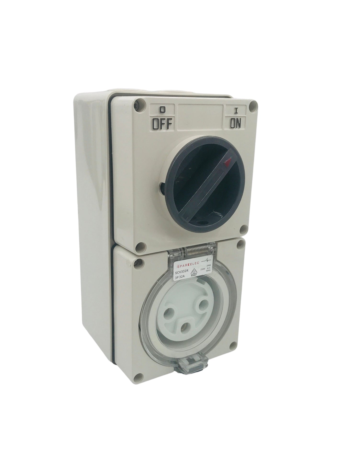SPARKELEC - 3 Pin 32amp  Single Phase , Combination  Socket,  IP66